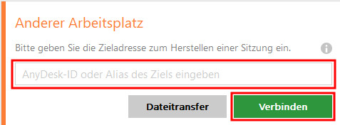 AnyDesk ID eingeben