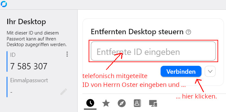 AnyDesk ID eingeben